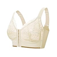 Women Full Cup Thin Underwear Plus Size Front Button Wireless Sports Lace Bra Breast Cover Light Sports Bras for