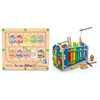 Magnetic Color & Number Maze and Wooden Hammering Pounding Toy