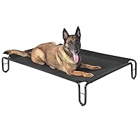 Elevated Outdoor Dog Bed - Raised Dog Bed for Large Dogs, Waterproof Dog Cot Bed Easy to Assemble, Cooling Elevated Dog Bed with Breathable Teslin Mesh, Durable, Non Slip, Up to 65 lbs,Black