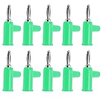 10pcs Stackable Banana Plug 4mm 0.2in Solderless Brass Standard Size Stackable Banana Connector for Security Accessories (Green)