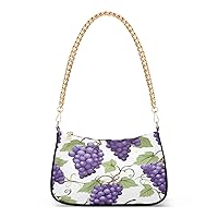 Shoulder Bags for Women Purple Grape Hobo Tote Handbag Small Clutch Purse with Zipper Closure
