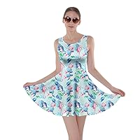 CowCow Womens Alice Wonderland Princess Drawfs Mermaid Day of The Dead Sugar Skull Skater Dress, XS-5XL