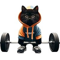 Cat Figurine, Fitness Cat Statue Cute Dressed Weightlifting Cat Figurine Resin Cat Sculpture 4.7x4.7in Cat Decor for Home Desk Gym Gifts for Cat Lovers, Style2