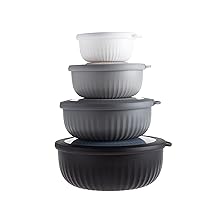 COOK WITH COLOR Prep Bowls - Wide Mixing Bowls Nesting Plastic Meal Prep Bowl Set with Lids - Small Bowls Food Containers in Multiple Sizes (Black Ombre)…