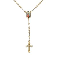 Bling Jewelry Catholic Christian Prayer Rosario Ball Beads Crucifix Cross Catholic Jesus Virgin Mother Mary Rosary Beads Necklace For Women Teen 18K Gold Plated Brass