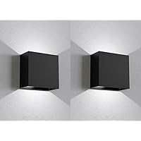 Indoor LED Wall Lamp with Touch Switch, Cordless Lamp Rechargeable USB Wall Sconce Lights Battery Powered Bedside Lamps for Bedroom Children's Room Corridor Stairwell (Black 2pack, 6000K)