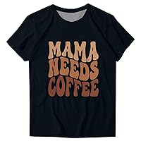 Mother Day Shirt Crew Neck T-Shirts for Women Plus Size Patterned Park Short Sleeve Cool Tops Summer Fit Blouses