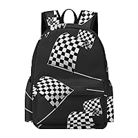 Checkered Flag Backpack Lightweight Laptop Backpack Casual Shoulder Bag Business Bags for Women Men