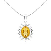 ANAKHA Natural Citrine Diana Pendant Necklace with Diamond for Women in Sterling Silver / 14K Solid Gold