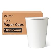 RACETOP [1000 pack 8 oz Paper Coffee Cups Disposable, Hot Coffee Cups 8oz, Office Coffee Cups (8 oz 1000 pack) (white, 1000)