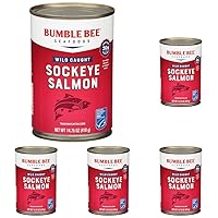 Canned Salmon, 14.75 oz Can - Wild Caught Sockeye Salmon - 20g Protein Per Serving - Gluten Free, Kosher (Pack of 5)
