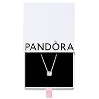 Pandora Jewelry Square Sparkle Halo Cubic Zirconia Necklace in Sterling Silver - Comes with Gift Box - 17.7