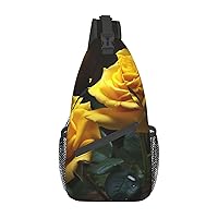 Beautiful Yellow Roses Printed Crossbody Sling Backpack,Casual Chest Bag Daypack,Crossbody Shoulder Bag For Travel Sports Hiking