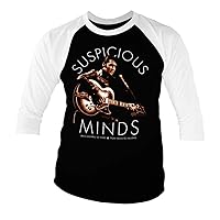 Elvis Presley Officially Licensed Suspicious Minds Baseball 3/4 Sleeve T-Shirt (Black-White)