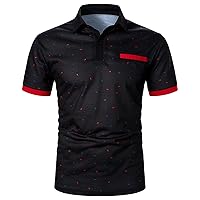 Men's Button Short Sleeve T-Shirt, Dry Fit Lightweight Golf Shirts Shirts Summer Casual Tops Stylish Slim Fit Tees
