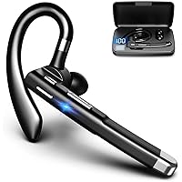 Bluetooth Earpiece for Cell Phones V5.1 Wireless Headset with Charging Case and LED Display,Handsfree Earphones with Dual-mic Noise Cancelling for Driving/Business/Office