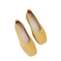 Closed Toe Womens Shoes Knitted Shallow Work Flat Shoes Boat Shoes Loafers Comfy Dress Shoes for Women