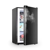 Upright Freezer with Reversible Single Door 3.0 Cubic Feet Stainless Steel Compact Freezer Black Adjustable Thermostat Removable Shelves Perfect for Garage Dorm and Kitchen