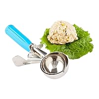 Restaurantware Met Lux 2.75 Ounce Portion Scoop 1 Trigger Release Cookie Scoop - With Blue Handle Stainless Steel Disher For Portion Control Scoop Cookie Dough Cupcake Batter Or Ice Cream