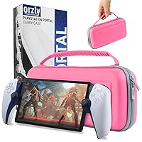 Orzly Carry Case Designed for Playstation Portal Remote Player for PS5 Console Holds Accessories, Travel and Storage Protection for Headset Charger and More Pink/Black - Gift Box Edition