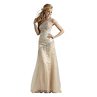 One Shoulder Sheer Couture Formal and Pageant Dress 4309