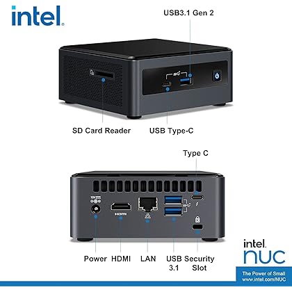 Intel NUC 10 Mini Performance Kit (16GB RAM, 512GB PCIe SSD, Core i7-10710U, UHD Graphics) Booksize Business Home Gaming PC Desktop, RJ45, Wi-Fi 6, 3-YR Warranty, IST Cable, Win 11 Pro, BXNUC10i7FNHN