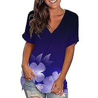 Womens Blouses and Tops Dressy,Women's V Neck T Shirt Rolled Sleeve Side Split Tunic Tops Casual Workout Tops