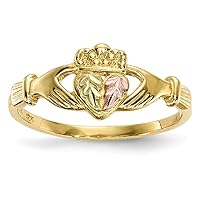 10k Tri color Black Hills Gold Irish Claddagh Celtic Trinity Knot Ring Size 7.00 Jewelry for Women