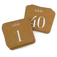 40-Count Kraft Table Number Cards, 1-40, Silver Foil