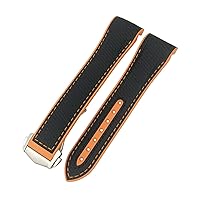 20mm 22mm 21mm Nylon Fiber Watch Band Ceramic Buckle Fit for Omega Planet Ocean 600 Deep Black Orange Strap (Color : Orange, Size : 20mm)