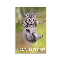Aimeryup Hang In There Cat - Funny Motivational Cat Framed Poster For Wall Art Decor Bathroom Canvas Art Pictures Prints UnFramed,12x18inch(30x45cm)