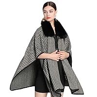 Women Turndown Collar Shawl Loose Coat Autumn Winter Zipper Pocket Cloak