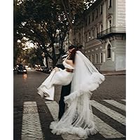 A luxurious veil with ruffles, Detail bridal Veil, Unique Wedding Veil, Cathedral Veil, Bridal Wedding Veil, Fringe tassel veil With Ruffles (White)