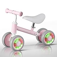 Toddler Toys for 1 Year Old Boys Girls First Birthday Gifts Age 1-2,Colorful Lighting Baby Balance Bike No Pedal 4 LED Silence Wheels,Baby Toys 12-18 Months Ride on Toys Kids Pink