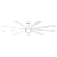 Wynd XL Smart Indoor and Outdoor 9-Blade Ceiling Fan 72in Matte White with 3000K LED Light Kit and Remote Control works with Alexa, Google Assistant, Samsung Things, and iOS or Android App