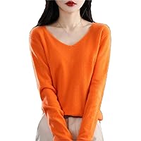 Women 100% Merino Wool V Neck Sweater 2024 Fall Winter Basic Warm Pullovers Long Sleeve Knit Jumpers