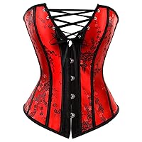 HNGHOU Women's Bustier Corset Top Plus Size Satin Waist Cincher Overbust Bustiers