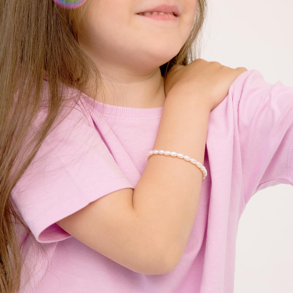Elongated Freshwater Cultured Pearl Bracelet For Babies, Toddlers & Little Girls 5