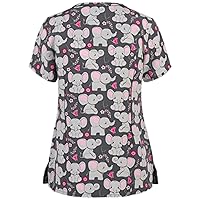 Funny Printed Scrub Tops Women Stretchy Patterned V-Neck Tee Plus Size Short Sleeve Womens Short Sleeve Tops
