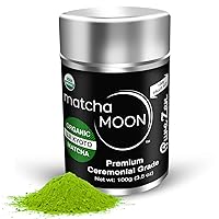 Matcha Moon Ceremonial Grade Matcha Green Tea Powder - Best For Traditionally Whisked Tea - Organic Matcha Green Tea Powder - Pure Zen - Value Size 100g Tin