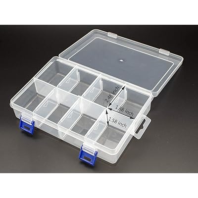 Plastic Compartment Storage Box With Adjustable Divider Removable Grid  Compartment for Jewelry Small Accessories Hardware Fitting (8 Grids-Large x  1