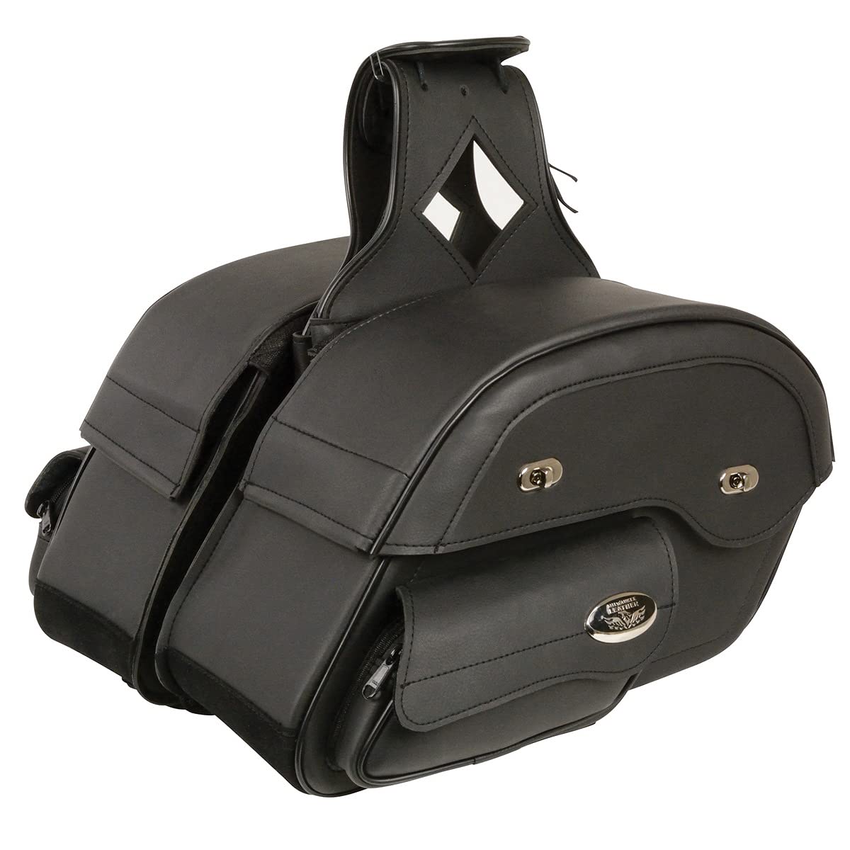 Milwaukee Leather MP8306 Black Large Cruiser Style Slant Throw Over Saddle Bags - One Size