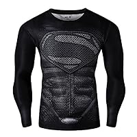 Men's Compression Sports Shirt Cool Super Person Running Long Sleeve Tee