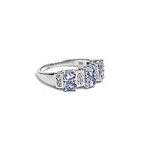 925 Sterling Silver Tanzanite and White Zircon Gemstone Ring 925 Hallmarked Jewelry | Gifts For Women And Girls