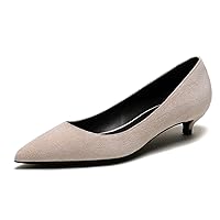 Women Suede Kitten Low Heels Heels Pumps Slip on Classic Fashion Pump Shoes