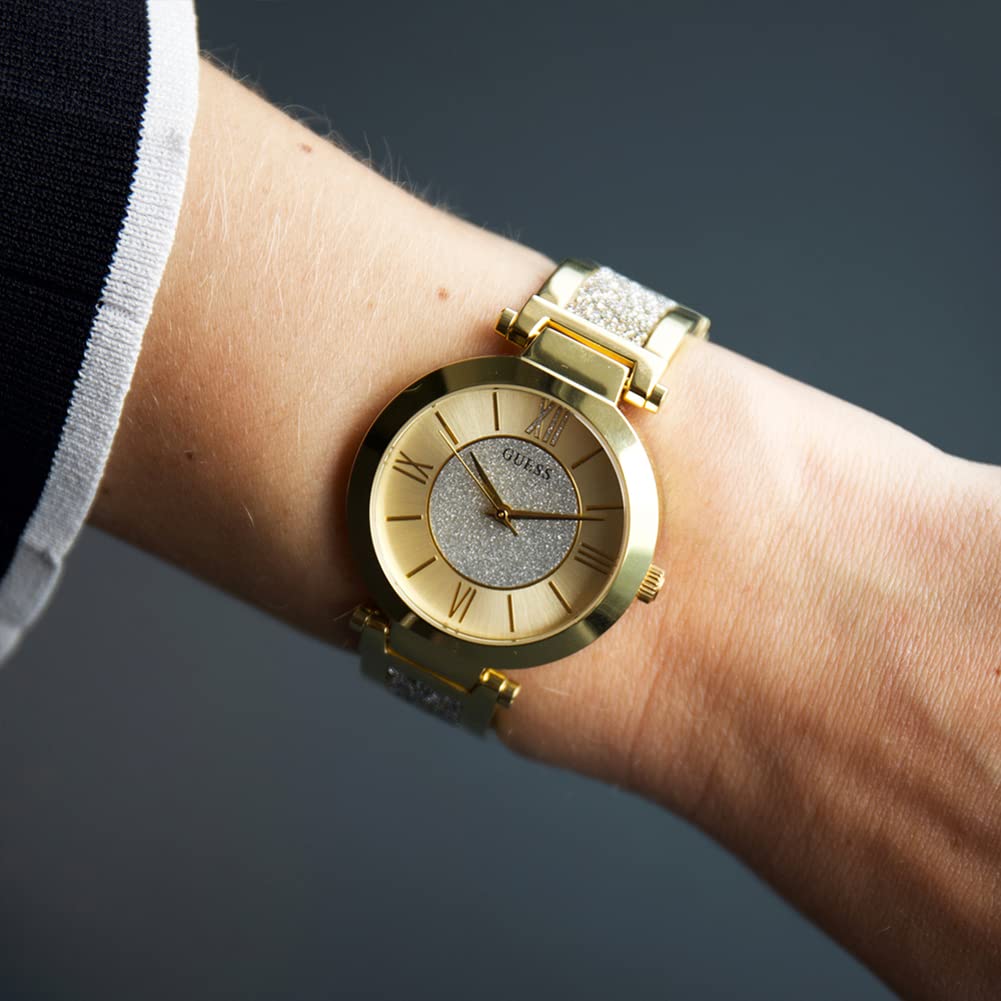 Guess Damen Analog Quarz Uhr mit Edelstahl Armband W1288L2