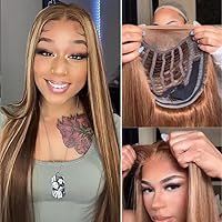 Nadula Glueless Put On and Go Honey Blonde Highlight Wig Human Hair Highlights Pre Cut Lace 6x4.75 Closure Straight Wig With Breathable Cap, Quick and Easy for Beginners Wig 150% Density 24 inch