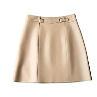 Leather Sexy Mini Skirt Women Spring South Korean Fashion High Waist Buttons Retro A-Line Skirt