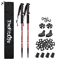 TheFitLife Nordic Walking Trekking Poles - 2 Sticks with Anti-Shock and Quick Lock System, Telescopic, Collapsible, Ultralight for Hiking, Camping, Mountaining, Backpacking, Walking, Trekking