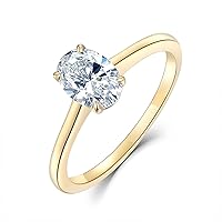 Gold Oval Diamond Engagement Rings for Women Solitaire 1ct Oval Rings for Her Bridal Set 4 Prongs Personalized